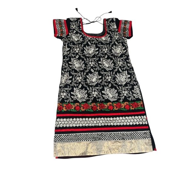 Indian Style Women’s *L* Floral Tunic Dress Elaborate Detailed Extravagant Light - Picture 1 of 14